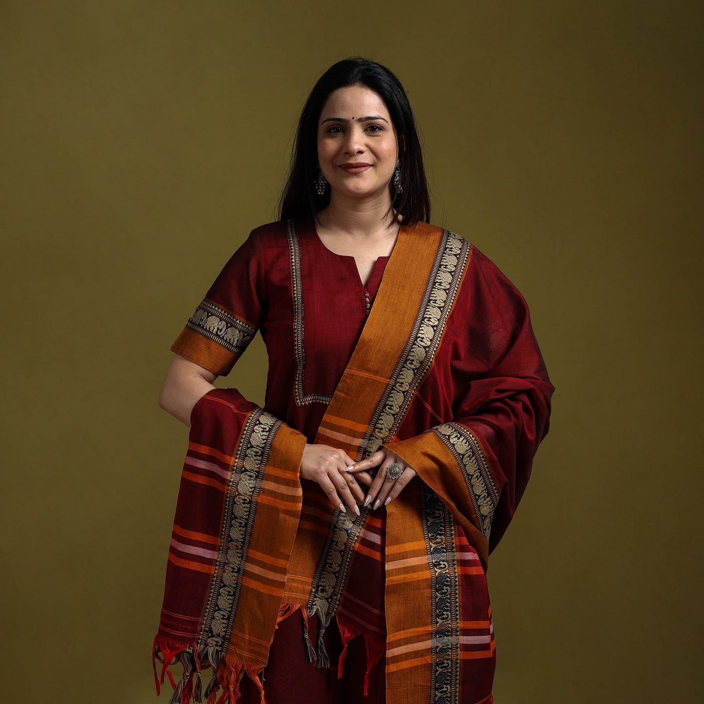 Dharwad cotton suit set with dupatta for women 14