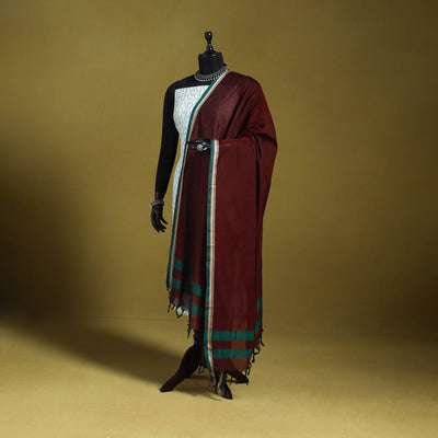 Maroon - dharwad mercerised cotton dupatta with border 76