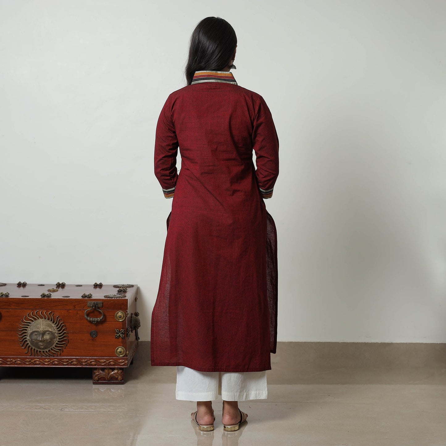 Maroon - dharwad mercerised cotton straight kurta 05