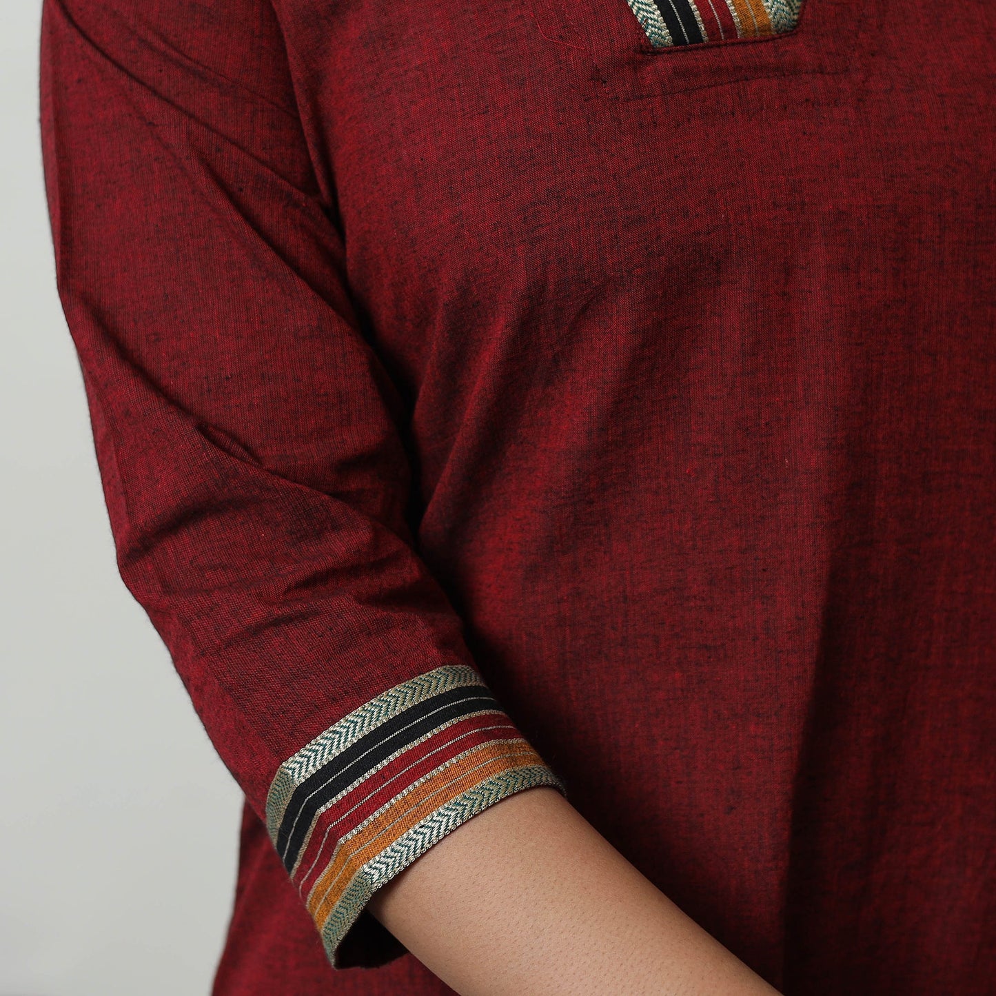 Maroon - dharwad mercerised cotton straight kurta 05