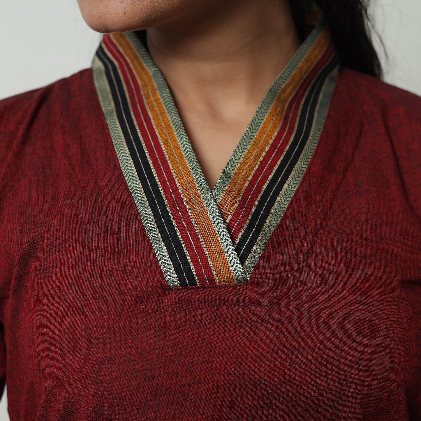 Maroon - dharwad mercerised cotton straight kurta 05