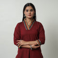 Maroon - dharwad mercerised cotton straight kurta 05