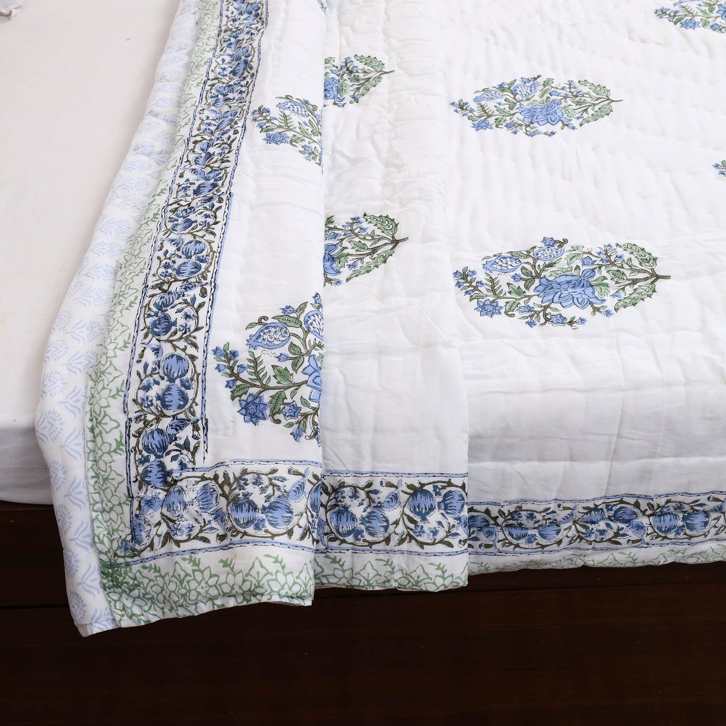  Double - Reversible Sanganeri Block Print Cotton Quilt