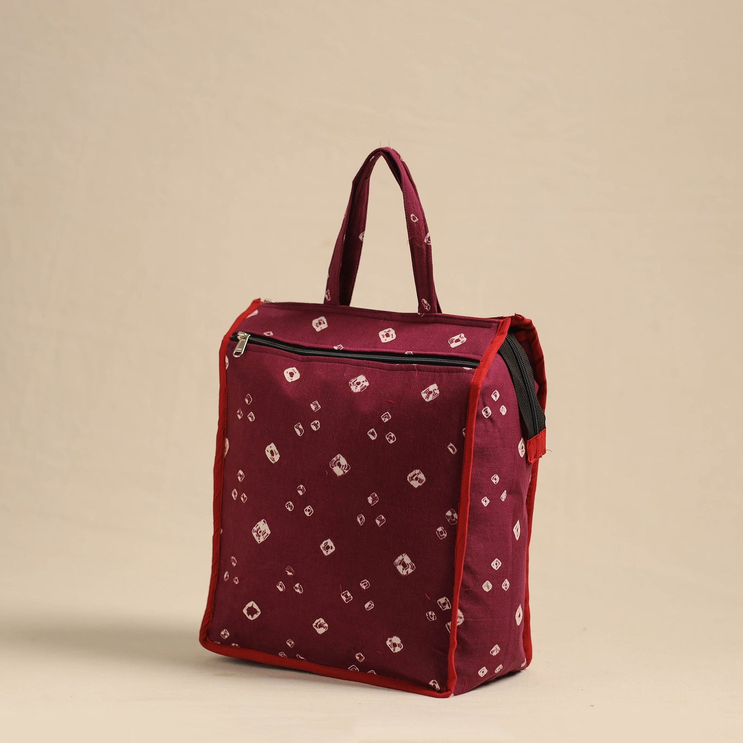  Maroon Eco-Friendly Handmade Cotton Handbag for Women