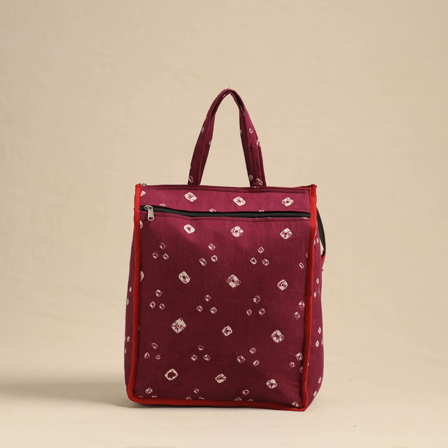  Maroon Eco-Friendly Handmade Cotton Handbag for Women