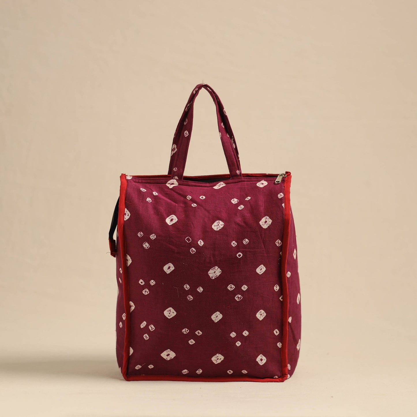  Maroon Eco-Friendly Handmade Cotton Handbag for Women