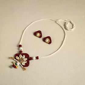 Buy Maroon Fabart Jute & Shell Work Necklace Set