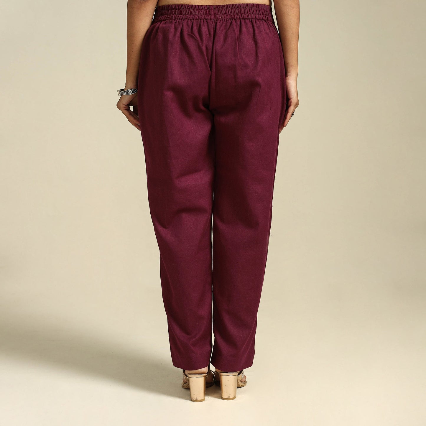 Maroon Flex Cotton Elasticated Plain Pant