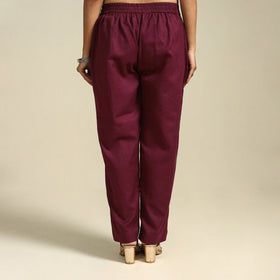 Maroon Flex Cotton Elasticated Plain Pant