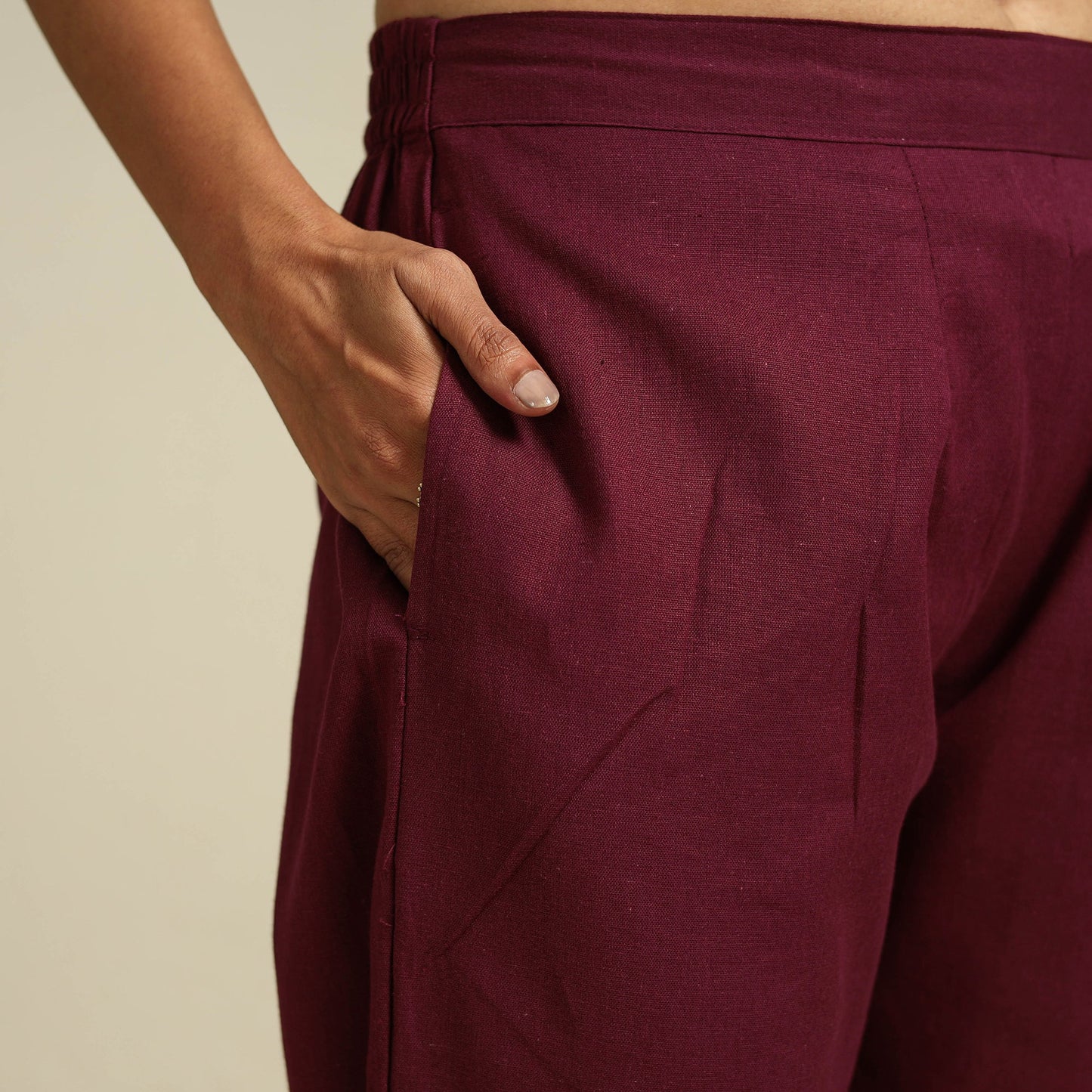 Maroon Flex Cotton Elasticated Plain Pant