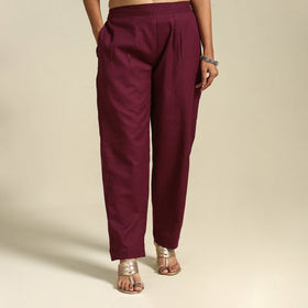 Maroon Flex Cotton Elasticated Plain Pant