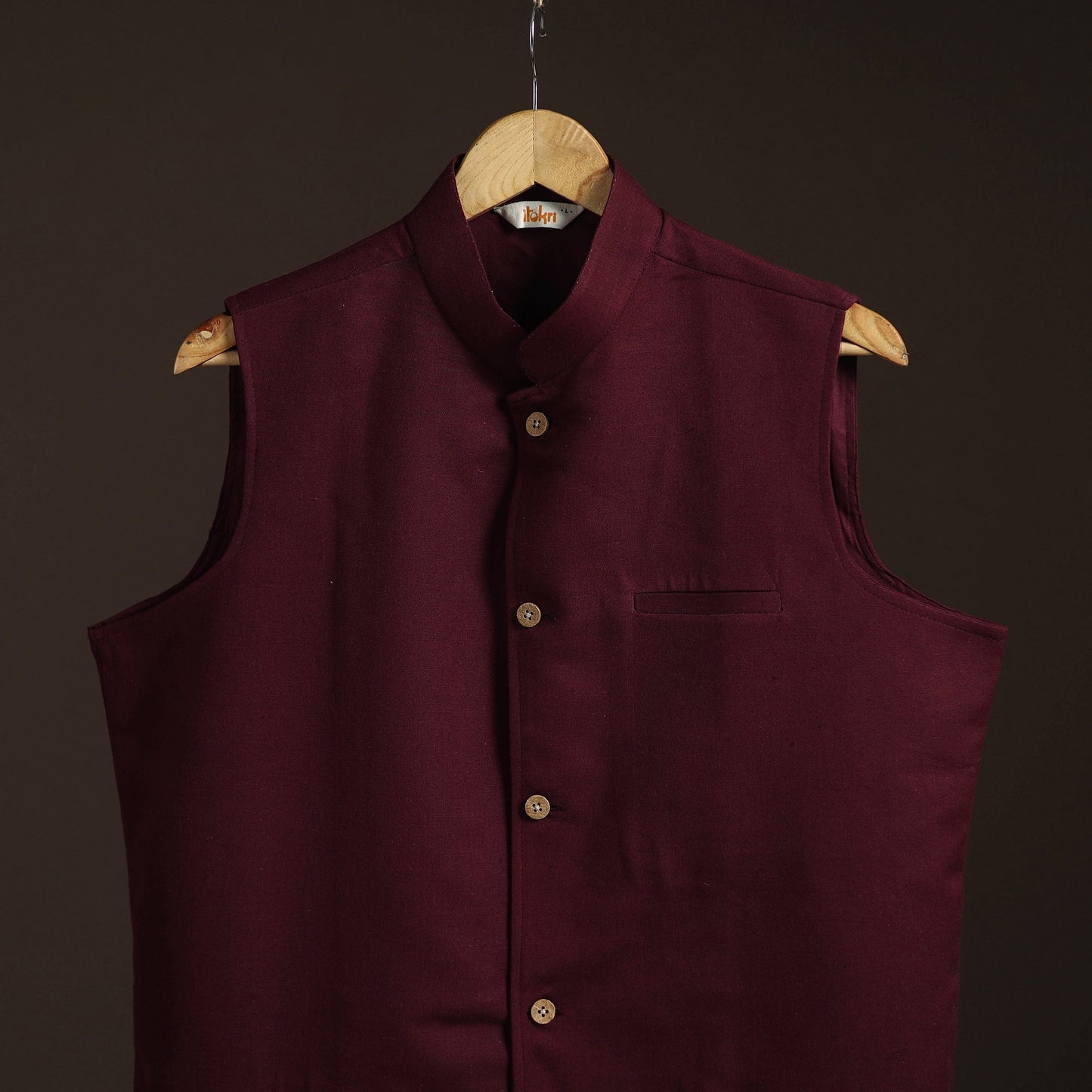 Flex cotton men plain nehru jacket 04 - handcrafted