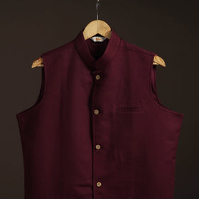 Flex cotton men plain nehru jacket 04 - handcrafted