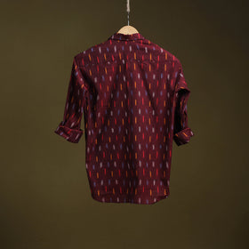 Maroon - full sleeve cotton men pochampally ikat shirt 03