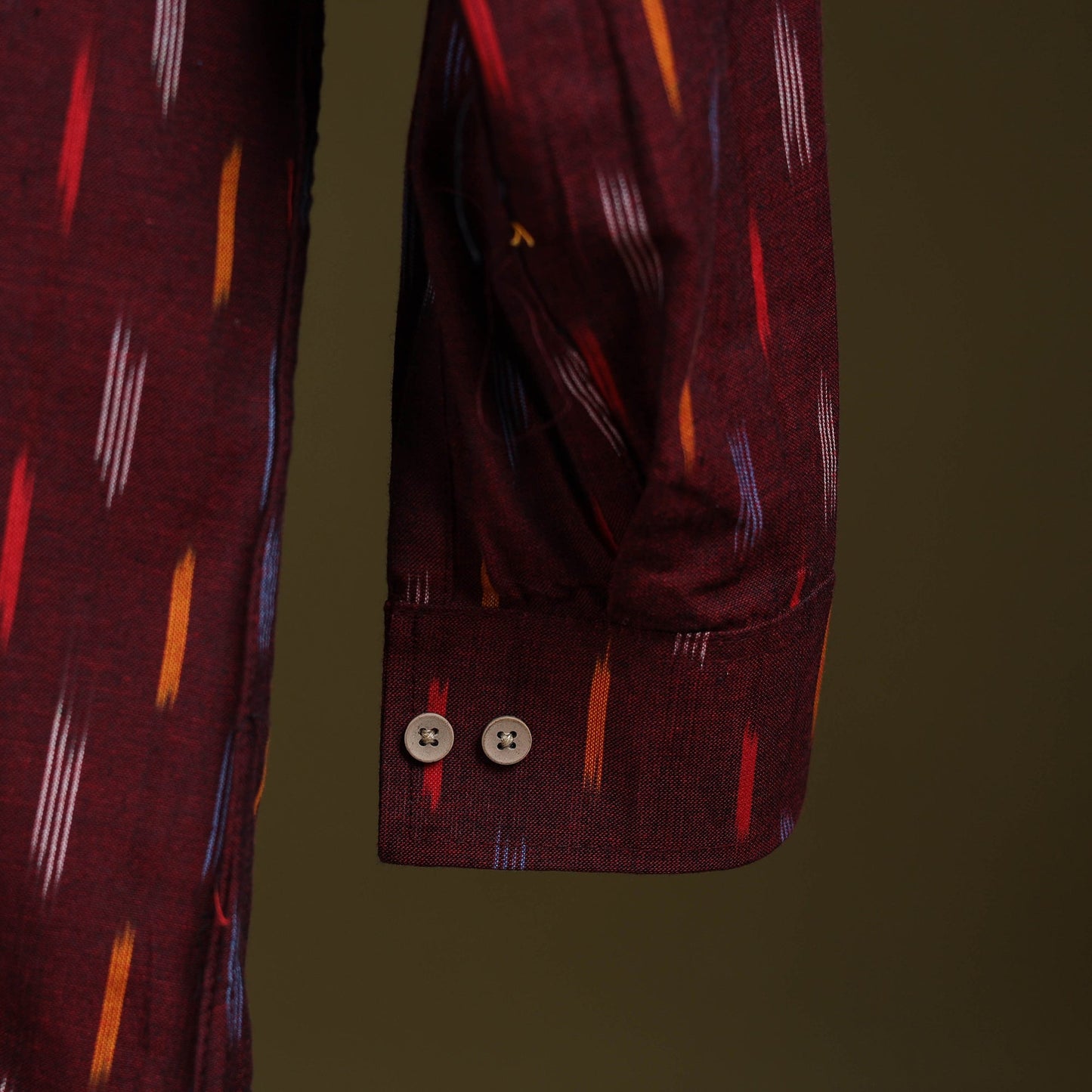 Maroon - full sleeve cotton men pochampally ikat shirt 03