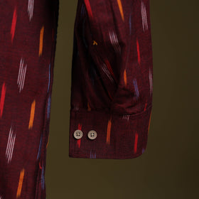 Maroon - full sleeve cotton men pochampally ikat shirt 03