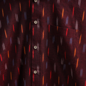 Maroon - full sleeve cotton men pochampally ikat shirt 03