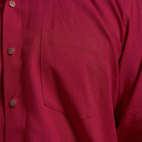 Maroon Full Sleeve Slub Cotton Men Plain Shirt