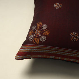 Maroon Gavanti Kasuti Hand Embroidery Cushion Cover