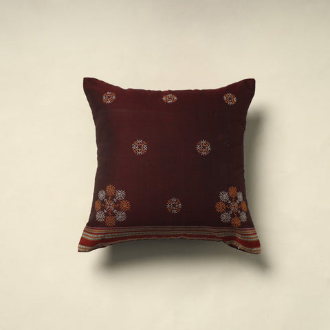 Maroon Gavanti Kasuti Hand Embroidery Cushion Cover