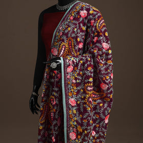 Georgette hand embroidered phulkari dupatta 13 - handcrafted