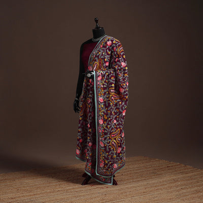 Georgette hand embroidered phulkari dupatta 13 - handcrafted