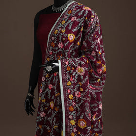 Georgette hand embroidered phulkari dupatta 17 - handcrafted