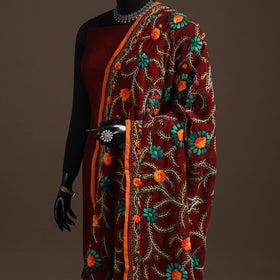 Georgette hand embroidered phulkari dupatta 18 - handcrafted