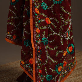 Georgette hand embroidered phulkari dupatta 18 - handcrafted