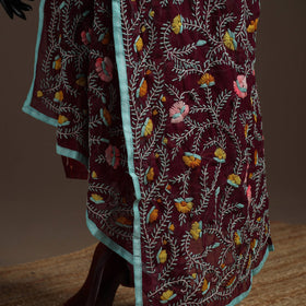 Georgette hand embroidered phulkari dupatta 23 - handcrafted