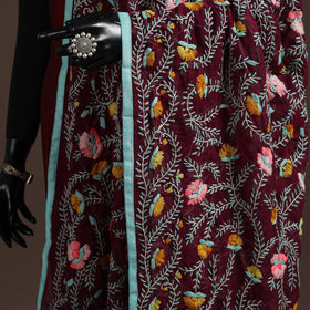 Georgette hand embroidered phulkari dupatta 23 - handcrafted