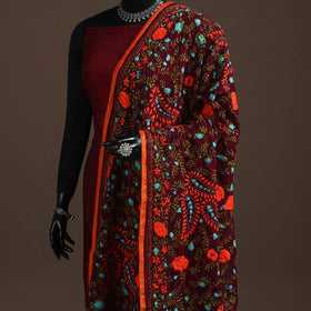 Georgette hand embroidered phulkari dupatta 24 - handcrafted