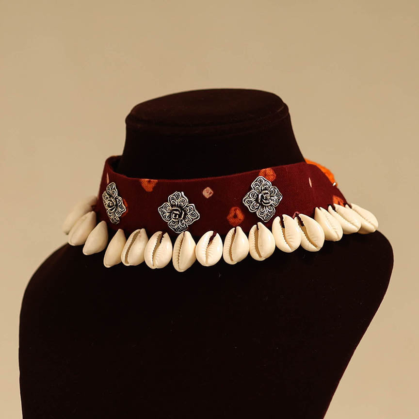 Maroon - german silver fabart choker necklace set