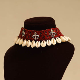 Maroon - german silver fabart choker necklace set