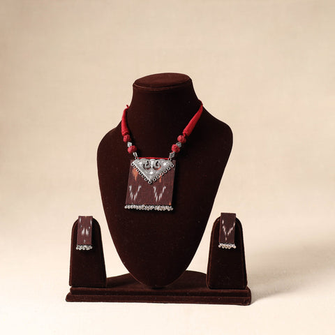 Maroon - german silver fabart necklace set 26 - handcrafted