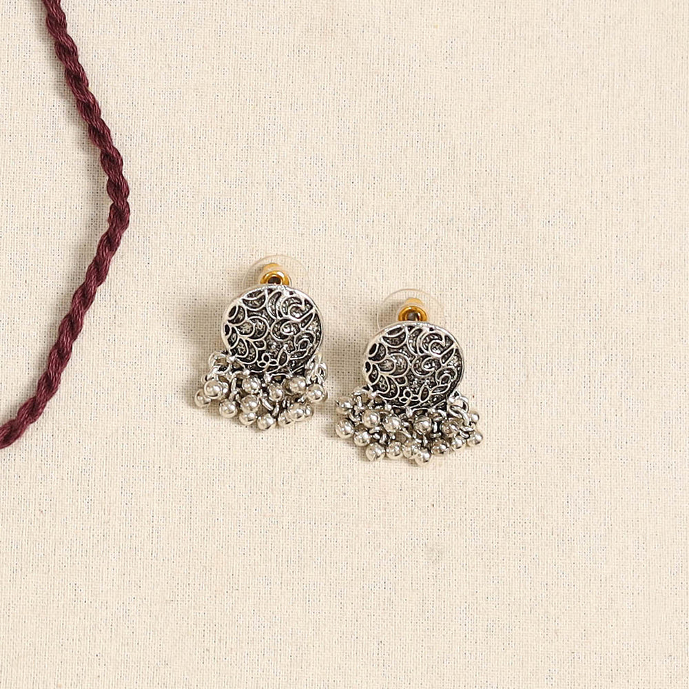 Maroon - german silver necklace set 05 - handcrafted