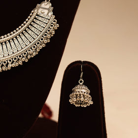 Maroon - german silver thread braided necklace set 01