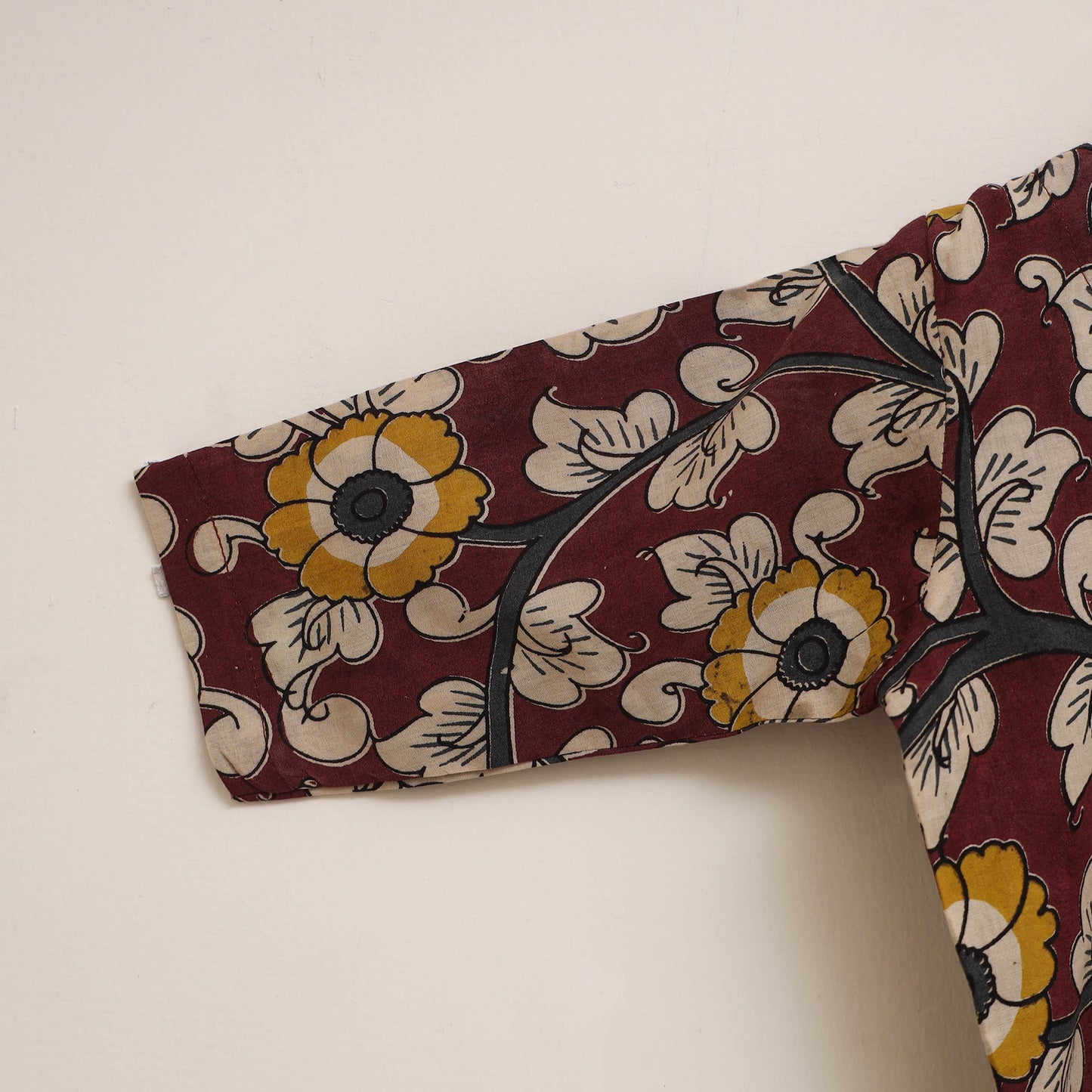 Maroon - girls kalamkari pure cotton kurta set (2-6 years)