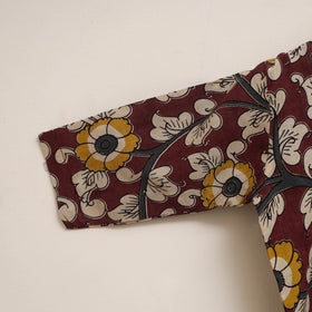 Maroon - girls kalamkari pure cotton kurta set (2-6 years)