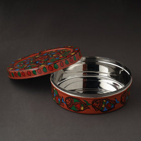 Godna Madhubani Handpainted Stainless Steel Casserole
