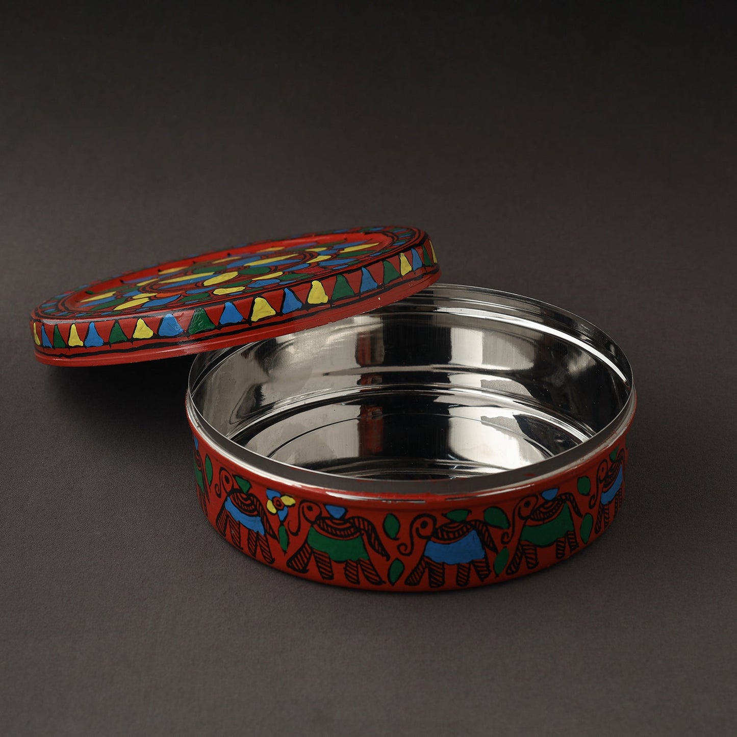  Godna Madhubani Handpainted Stainless Steel Casserole