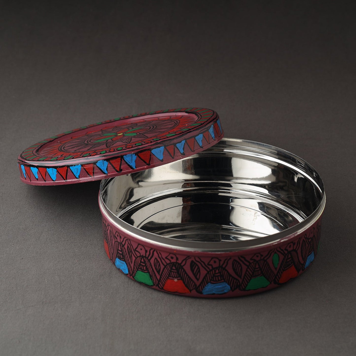  Godna Madhubani Handpainted Stainless Steel Casserole