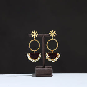 Maroon - golden plated seep pearl & onyx natural stone