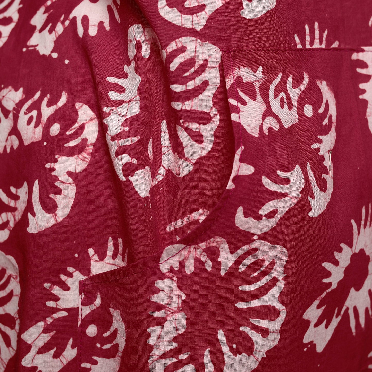 Maroon - hand batik cotton apron with pocket 12