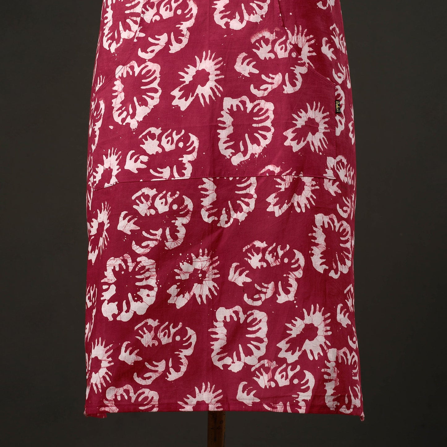 Maroon - hand batik cotton apron with pocket 12