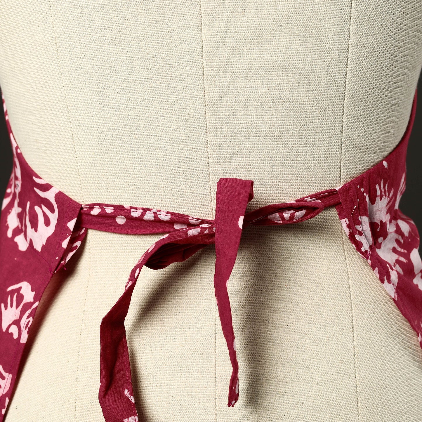 Maroon - hand batik cotton apron with pocket 12