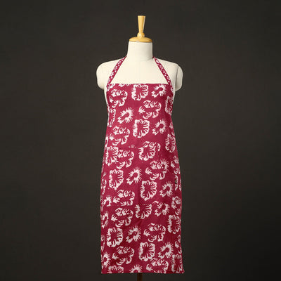 Maroon - hand batik cotton apron with pocket 12