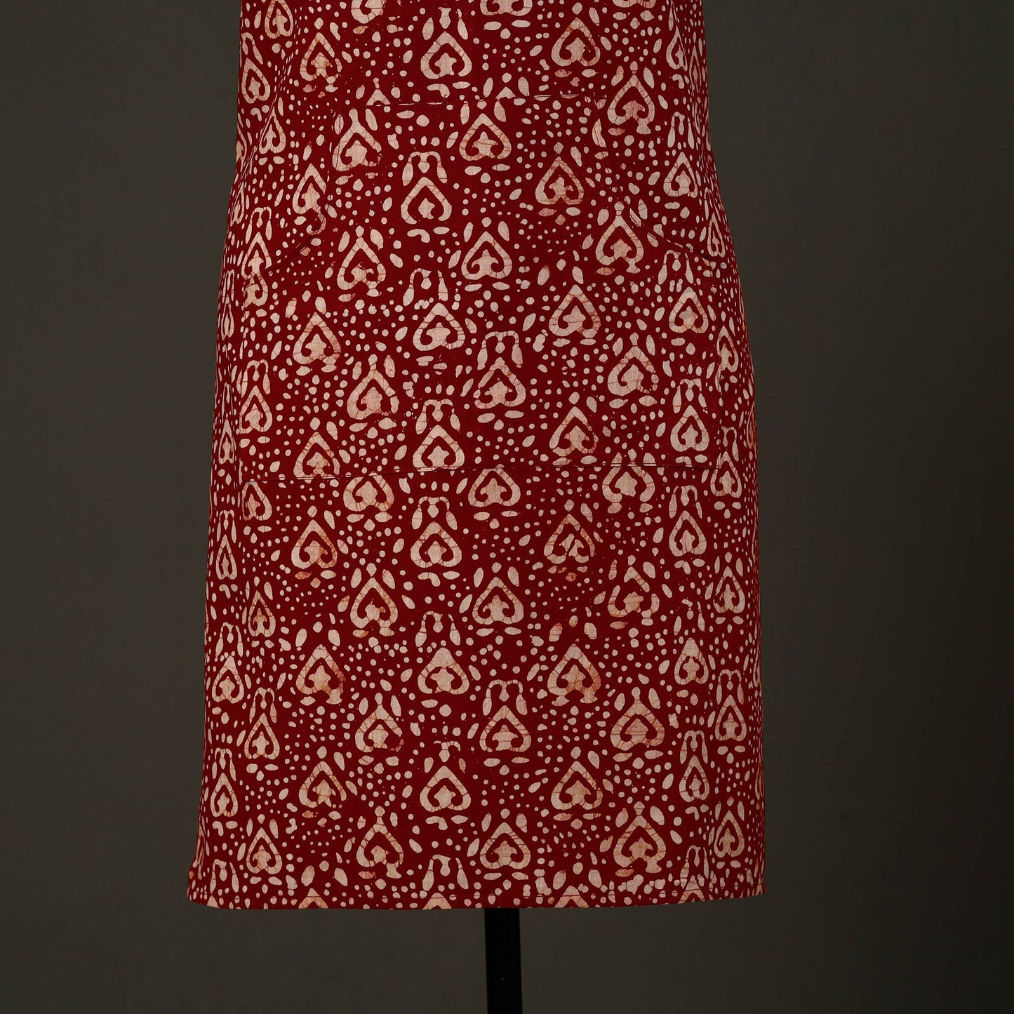 Maroon - hand batik cotton apron with pocket 65
