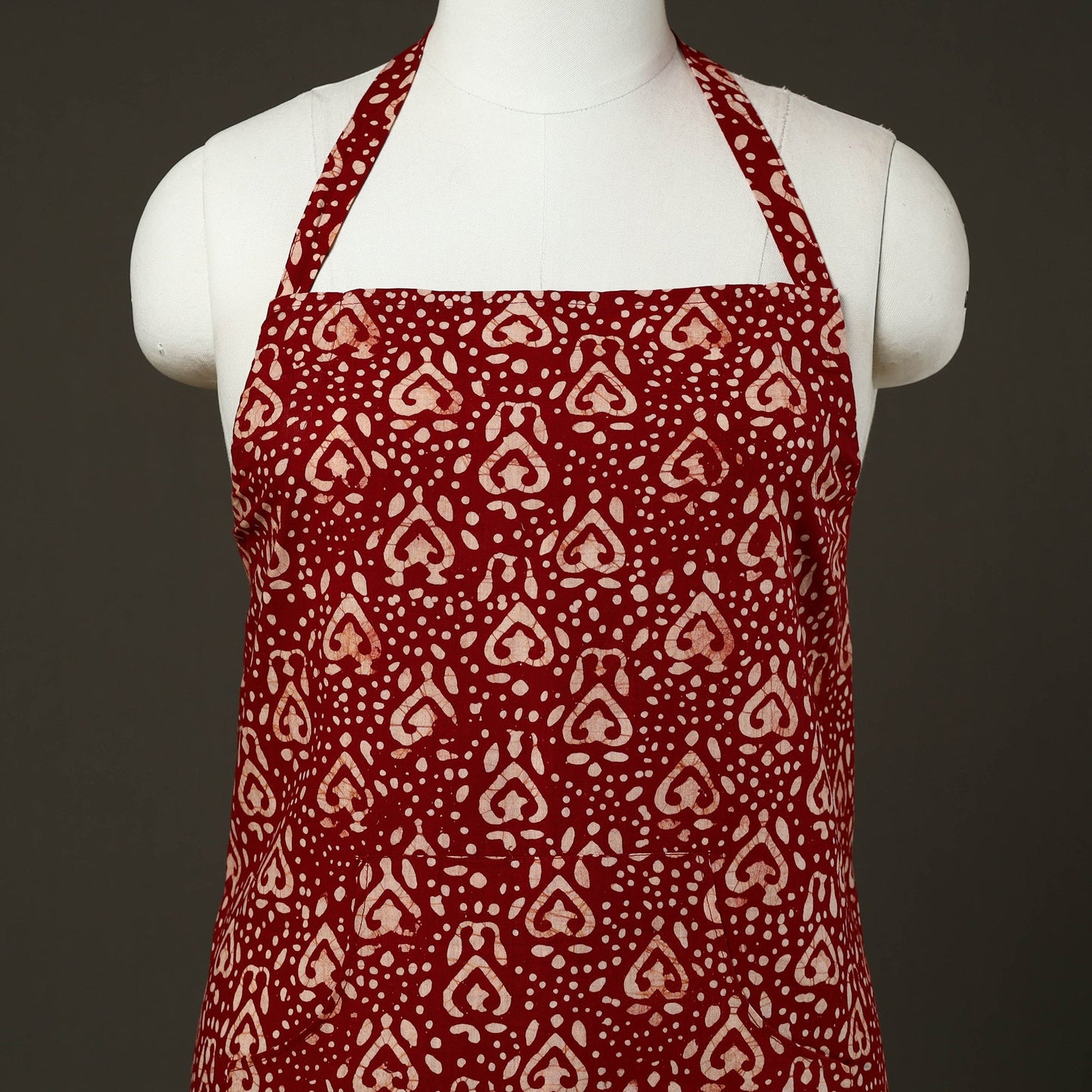 Maroon - hand batik cotton apron with pocket 65