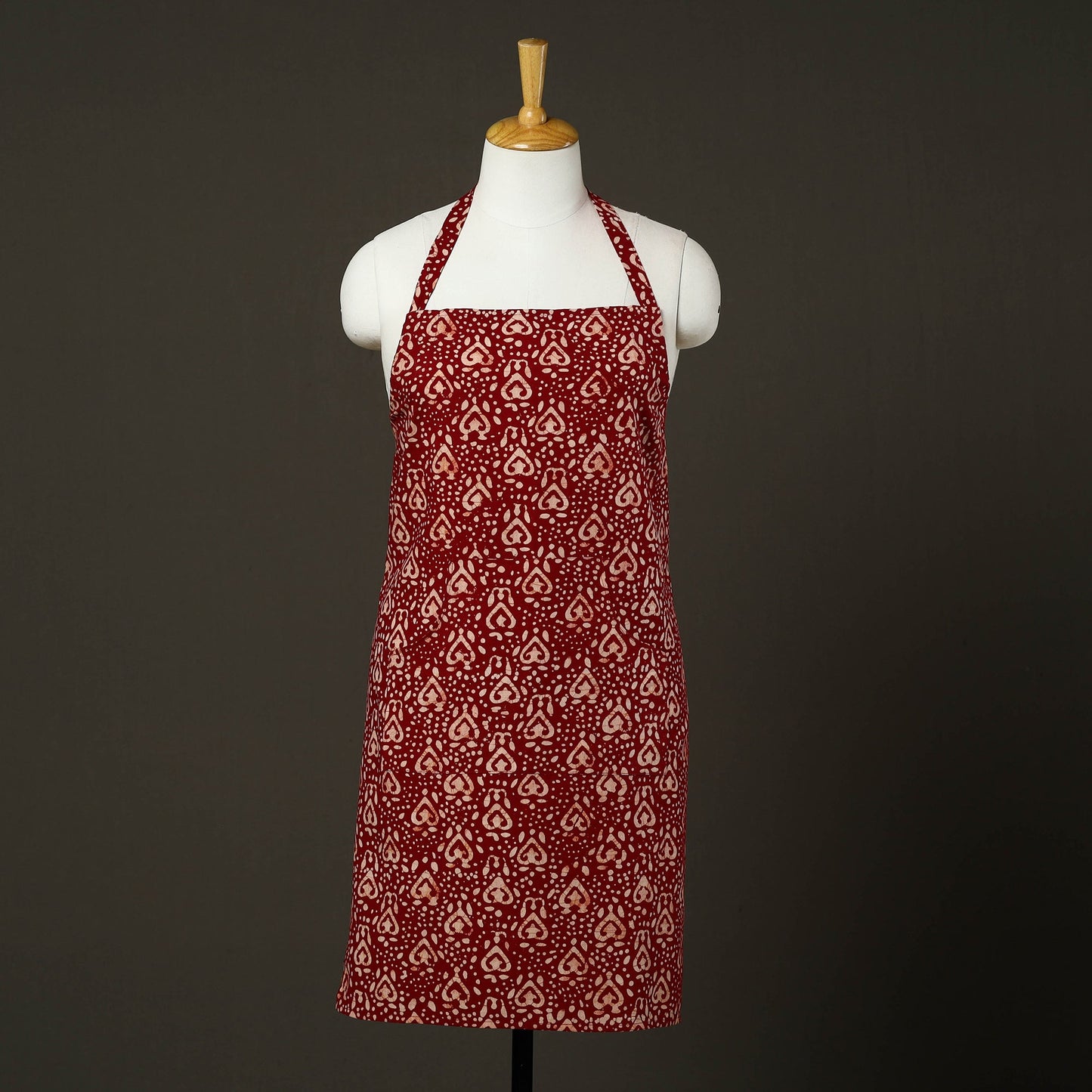 Maroon - hand batik cotton apron with pocket 65
